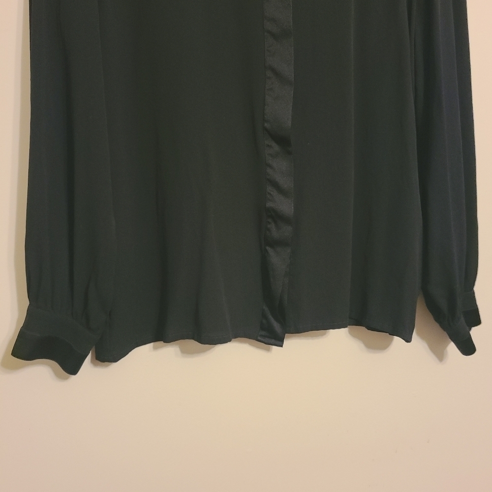 Escada | Women's Black Button Down Silk Shirt (Italian Size 42; US Medium) - Picture 11 of 16